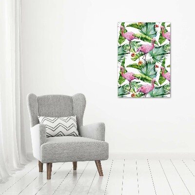 Wall art acrylic Leaves and flamingos