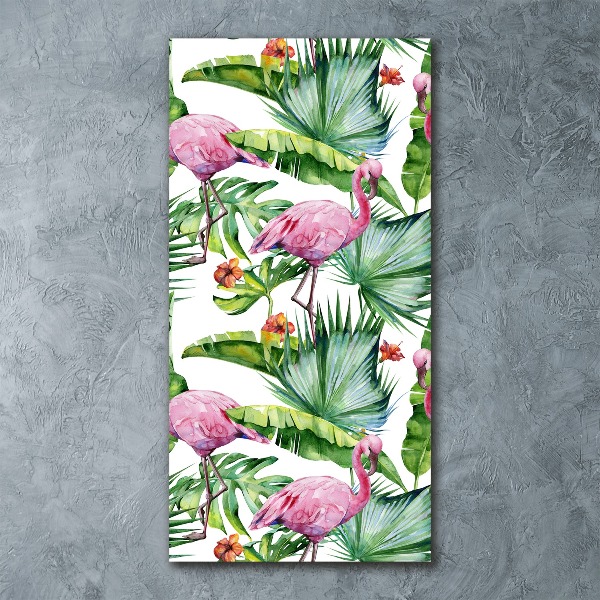 Wall art acrylic Leaves and flamingos