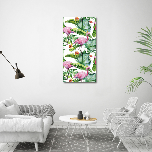 Wall art acrylic Leaves and flamingos