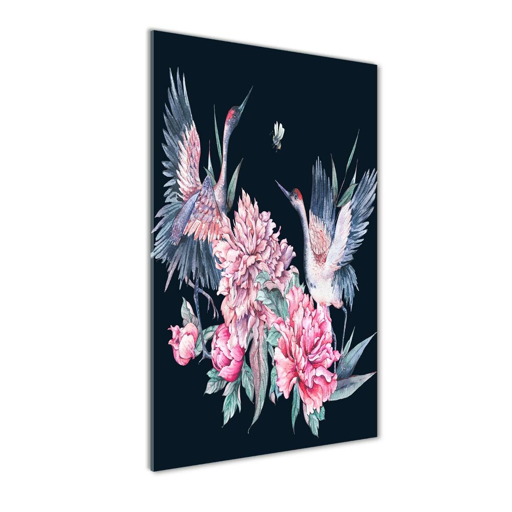 Wall art acrylic Cranes and peonies