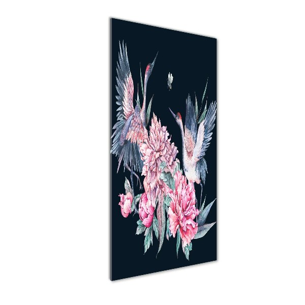 Wall art acrylic Cranes and peonies