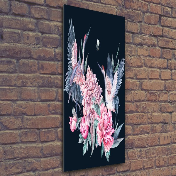 Wall art acrylic Cranes and peonies