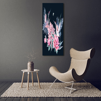 Wall art acrylic Cranes and peonies