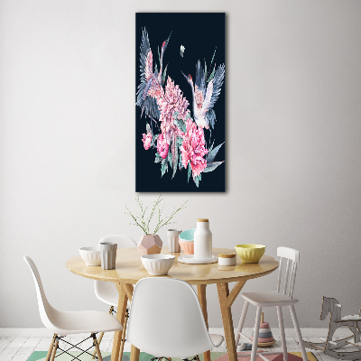 Wall art acrylic Cranes and peonies