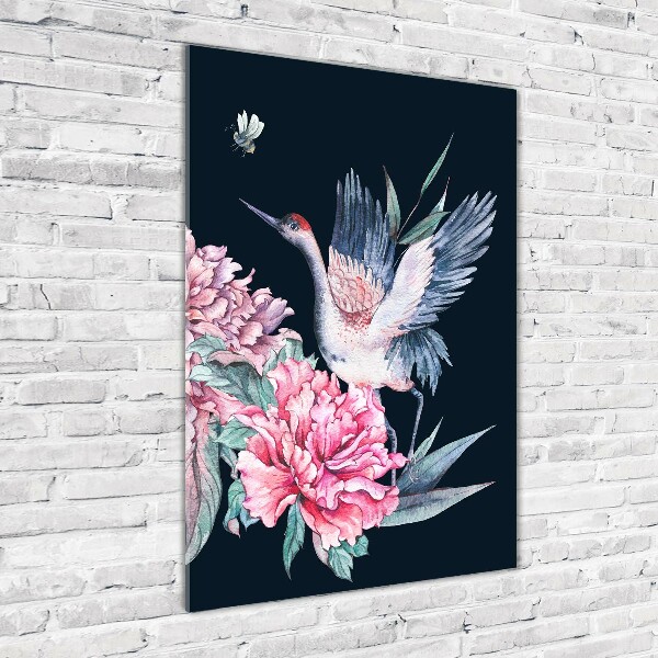 Wall art acrylic Cranes and peonies