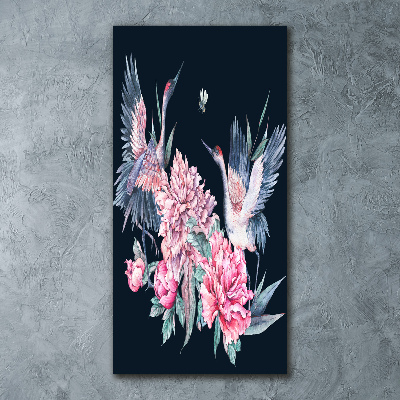 Wall art acrylic Cranes and peonies