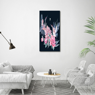 Wall art acrylic Cranes and peonies