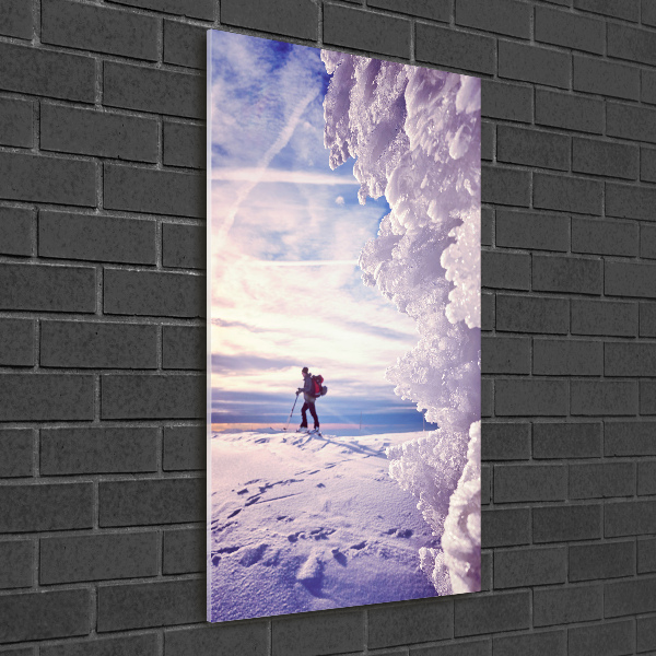 Acrylic glass print Skier