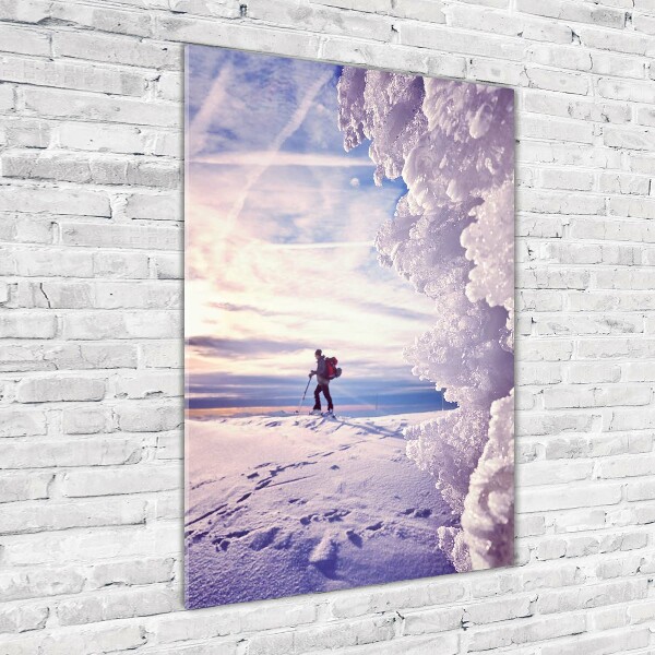 Acrylic glass print Skier