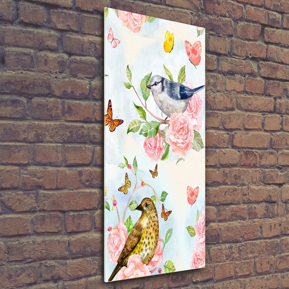 Acrylic wall art Birds butterflies flowers