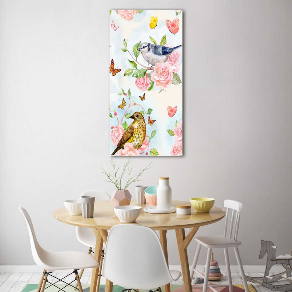 Acrylic wall art Birds butterflies flowers