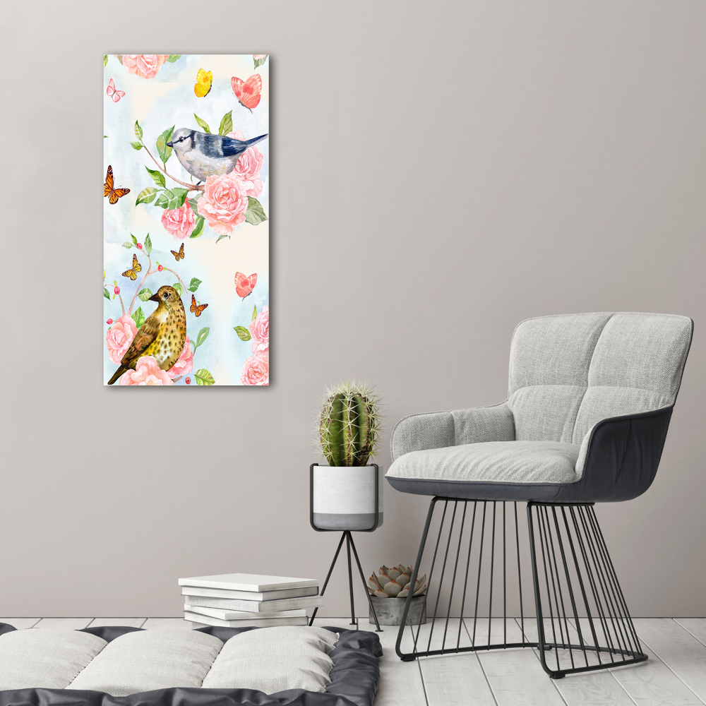 Acrylic wall art Birds butterflies flowers