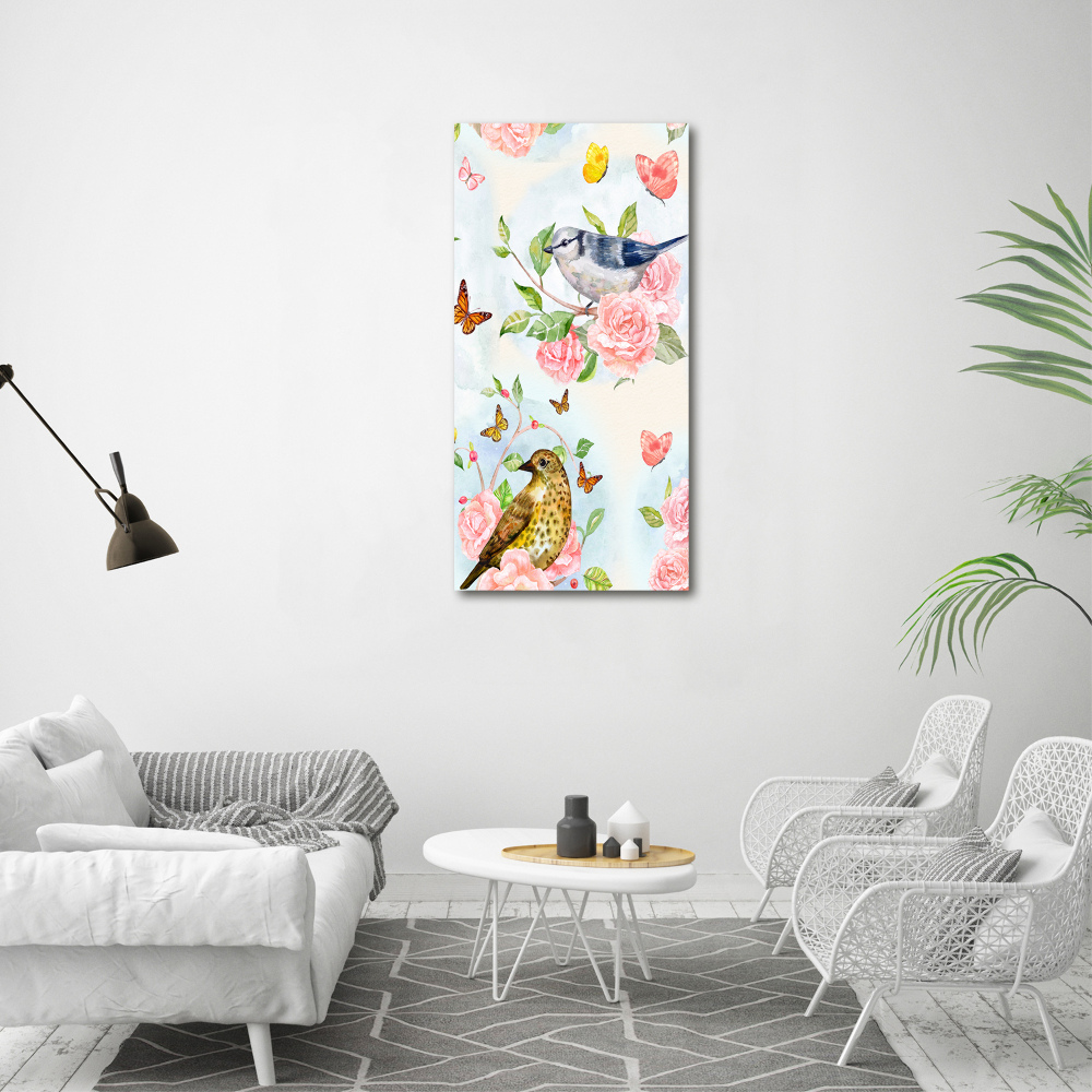 Acrylic wall art Birds butterflies flowers