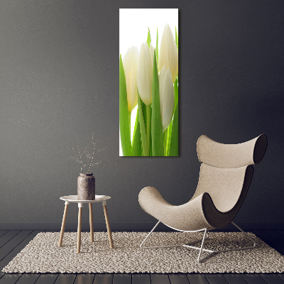 Acrylic wall art White tulips