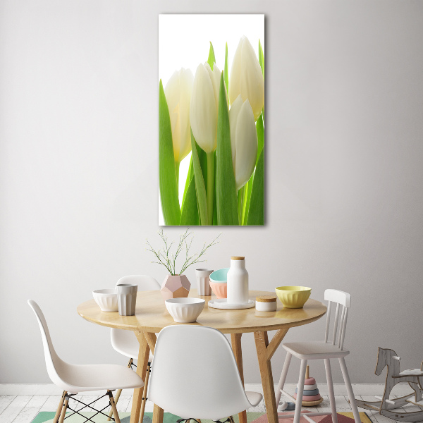 Acrylic wall art White tulips