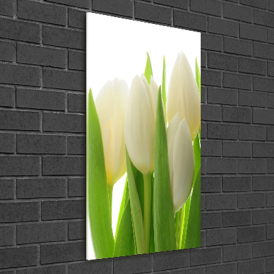 Acrylic wall art White tulips