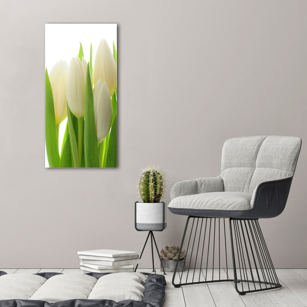 Acrylic wall art White tulips