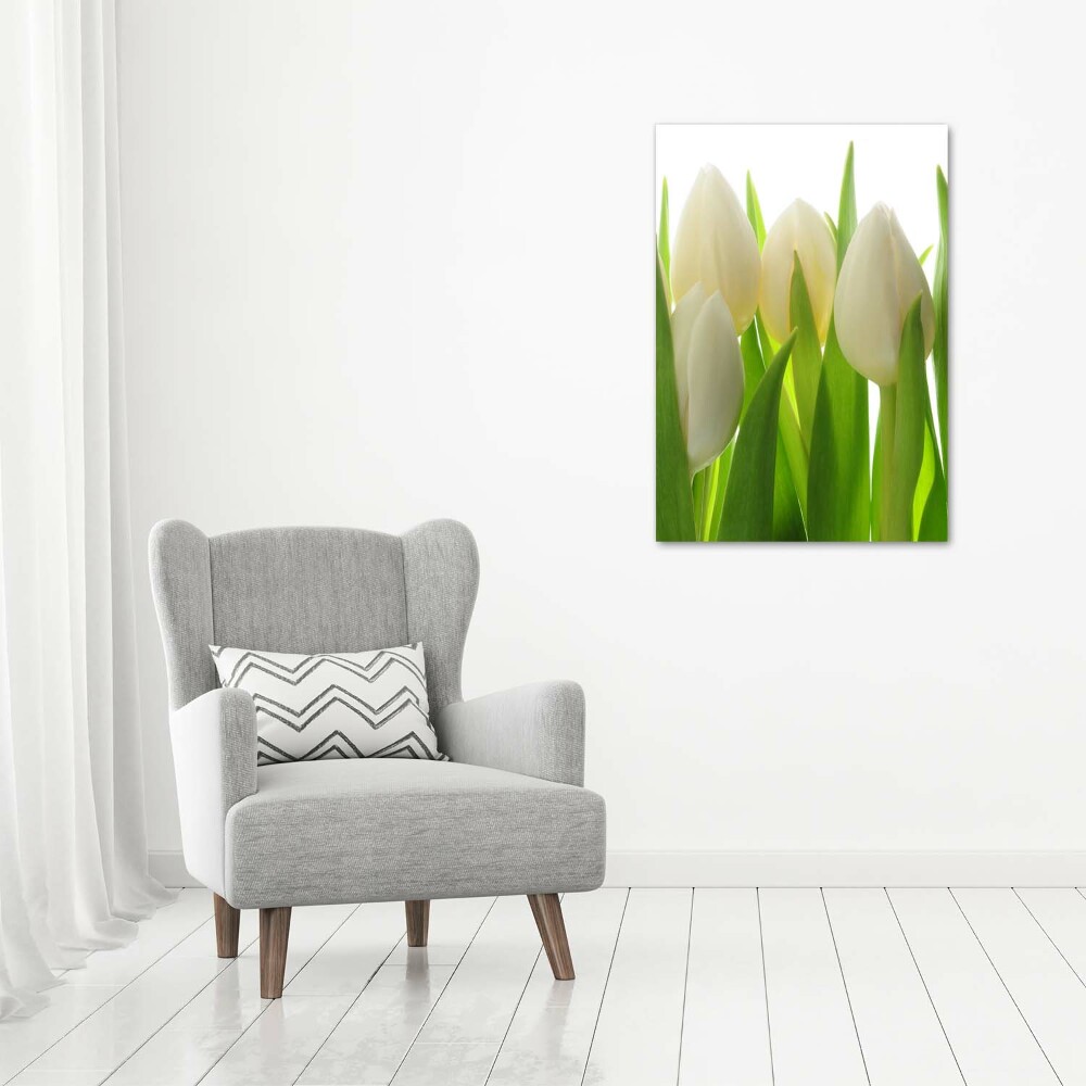 Acrylic wall art White tulips