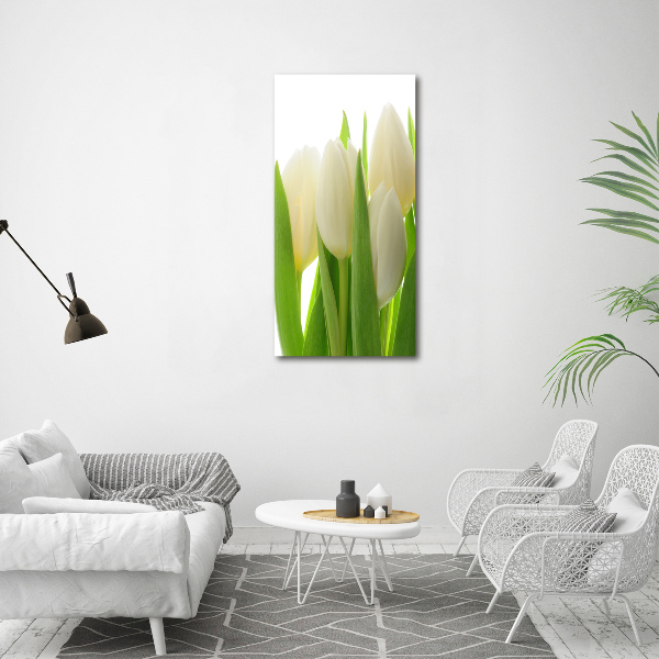 Acrylic wall art White tulips