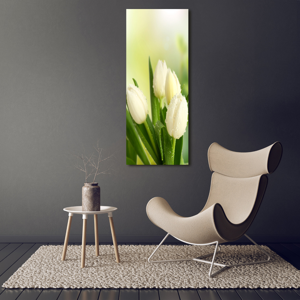 Acrylic wall art White tulips