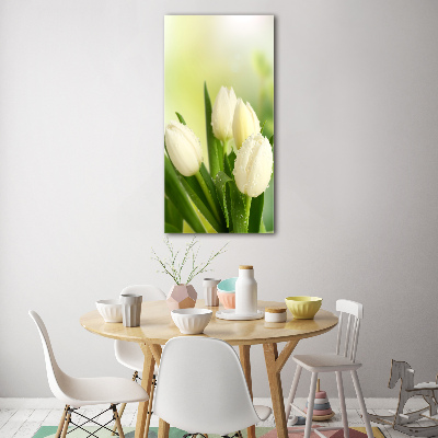 Acrylic wall art White tulips