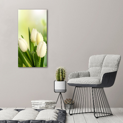 Acrylic wall art White tulips