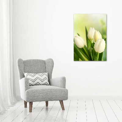 Acrylic wall art White tulips