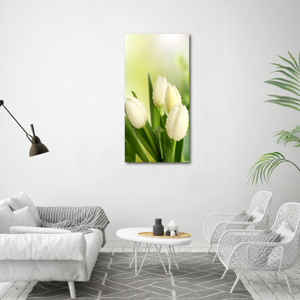 Acrylic wall art White tulips