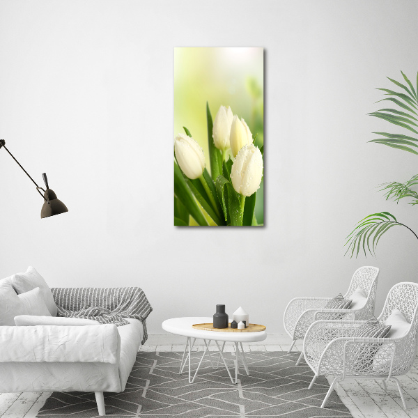 Acrylic wall art White tulips