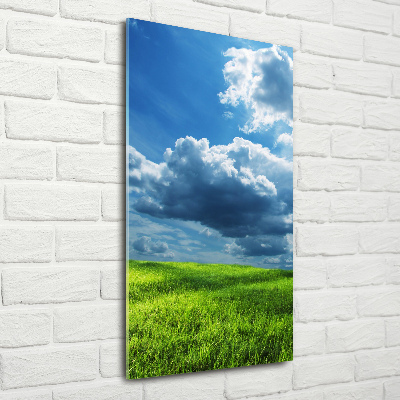 Acrylic print Clouds above the field