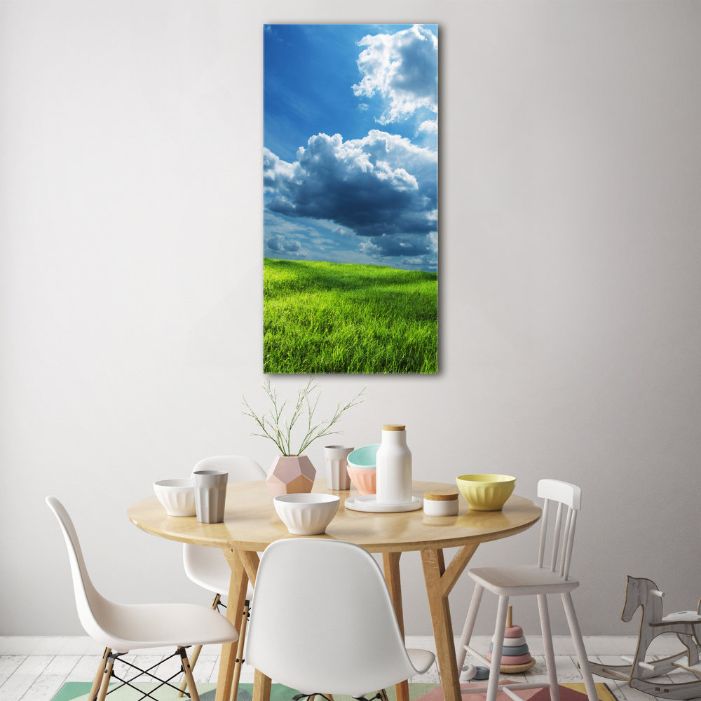 Acrylic print Clouds above the field