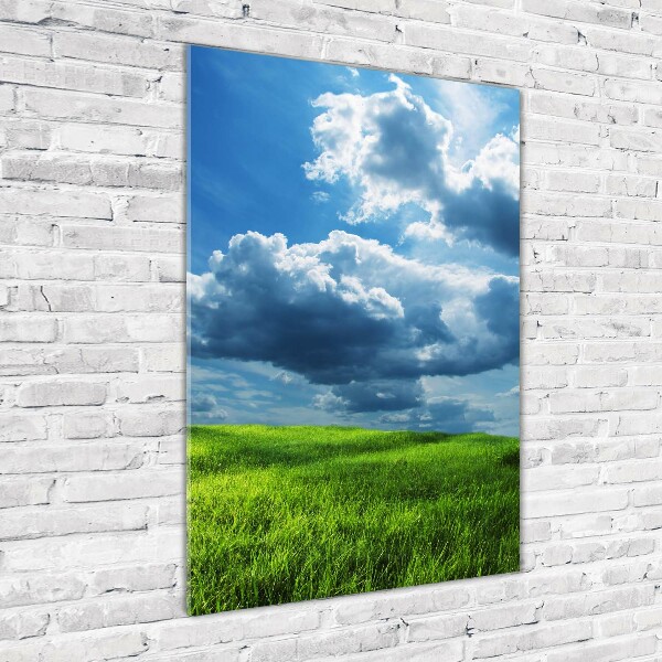 Acrylic print Clouds above the field