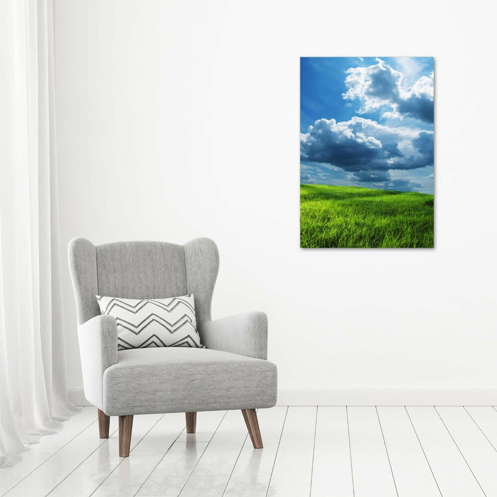 Acrylic print Clouds above the field