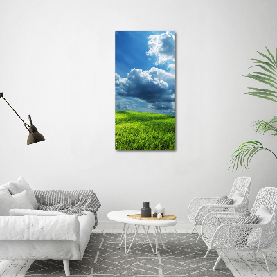 Acrylic print Clouds above the field