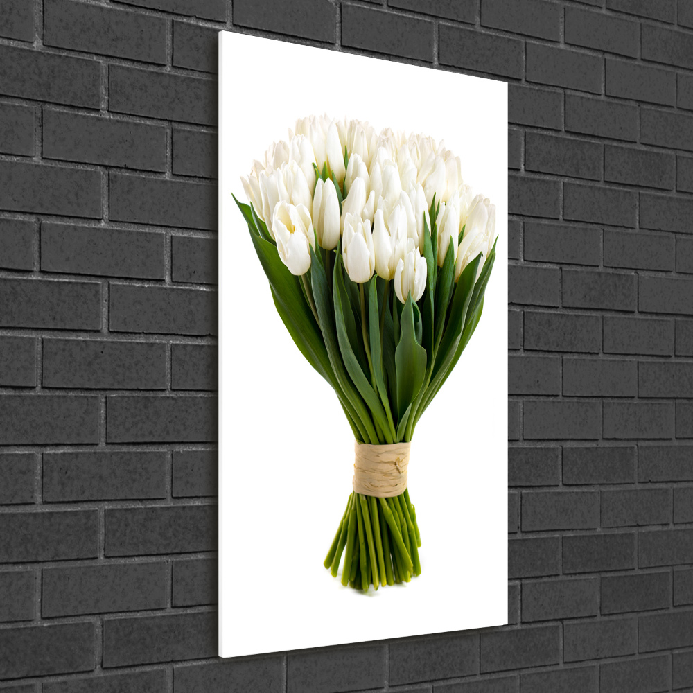 Acrylic wall art White tulips