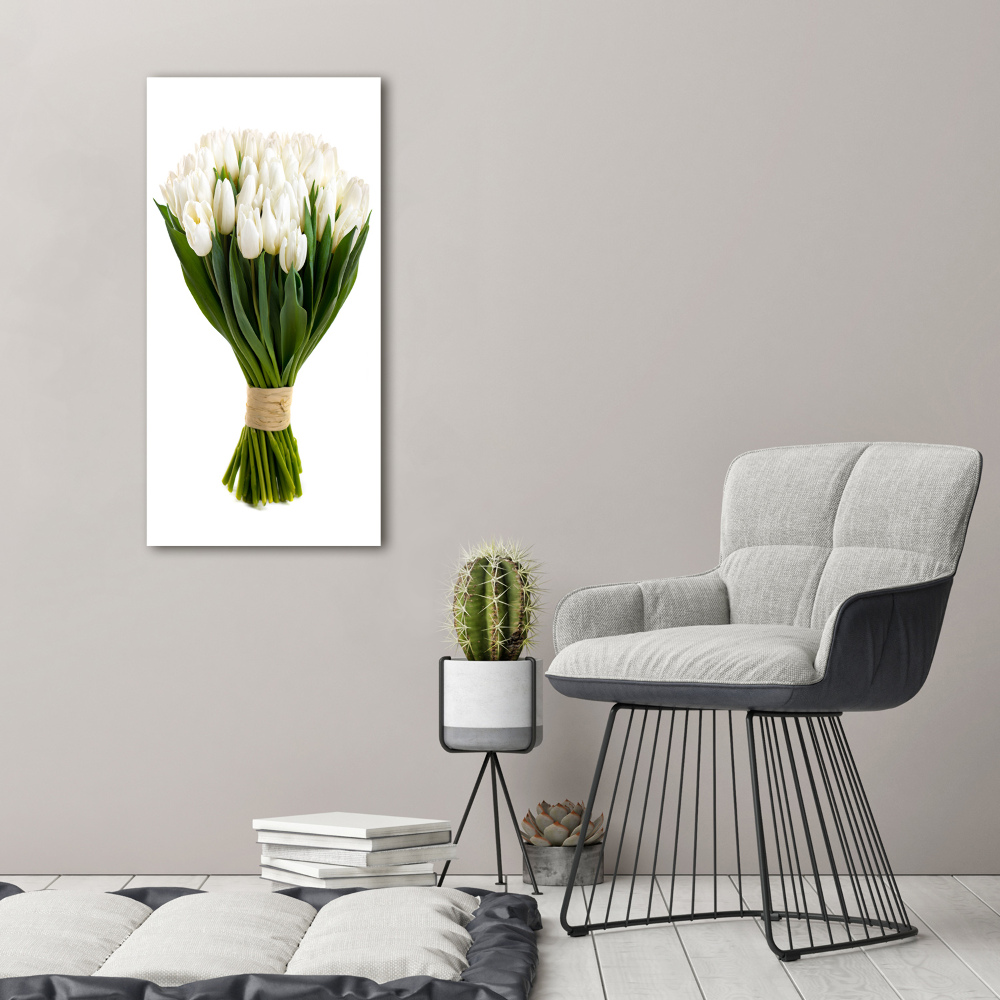 Acrylic wall art White tulips