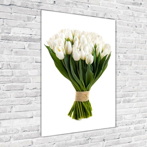 Acrylic wall art White tulips