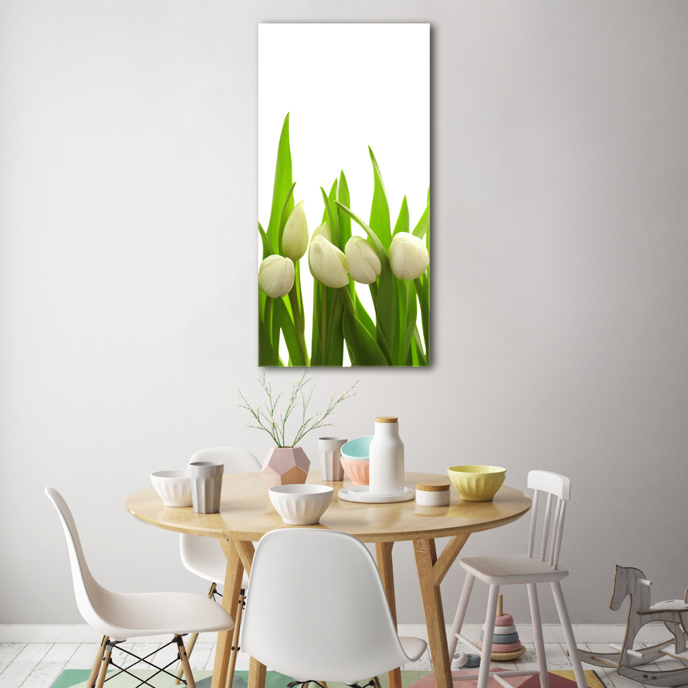 Acrylic wall art White tulips