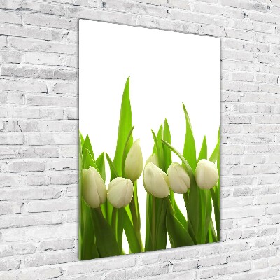 Acrylic wall art White tulips