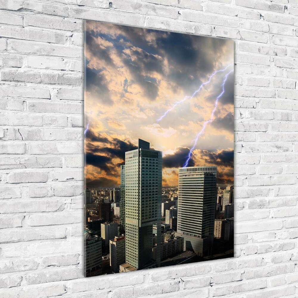 Acrylic glass print Storm over Warsaw