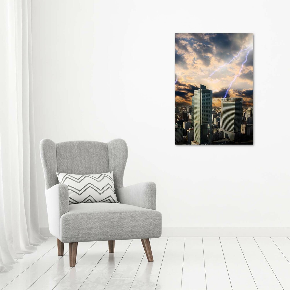 Acrylic glass print Storm over Warsaw