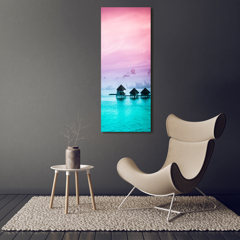 Acrylic glass print Bungalowy on the water