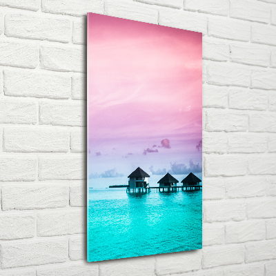 Acrylic glass print Bungalowy on the water