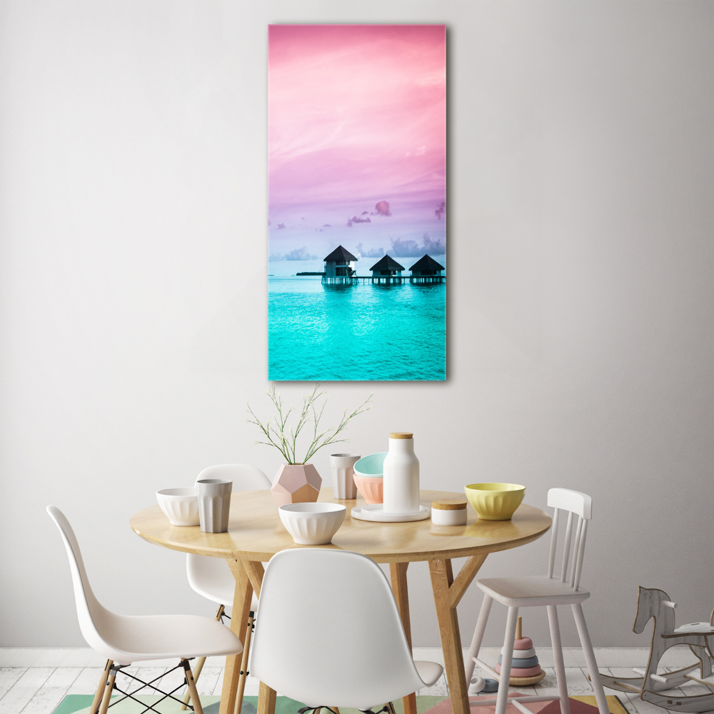 Acrylic glass print Bungalowy on the water