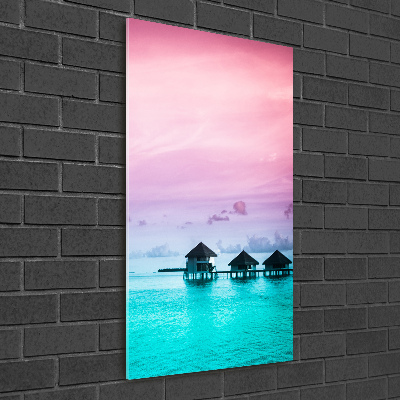 Acrylic glass print Bungalowy on the water