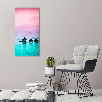 Acrylic glass print Bungalowy on the water