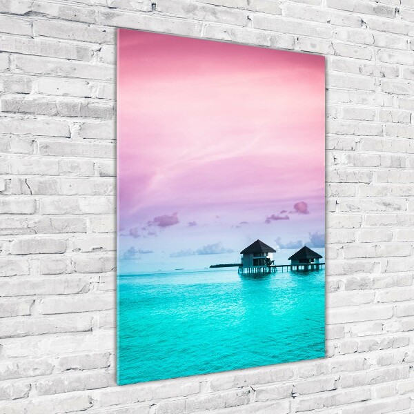 Acrylic glass print Bungalowy on the water