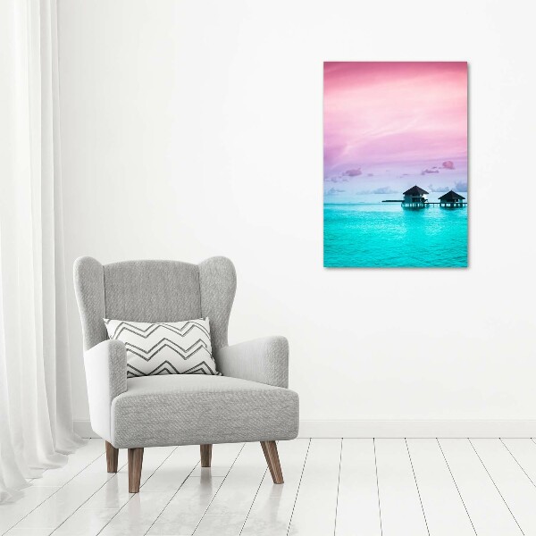 Acrylic glass print Bungalowy on the water