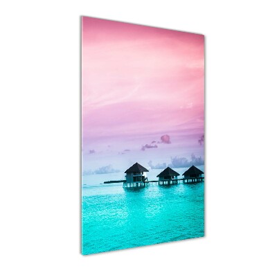 Acrylic glass print Bungalowy on the water