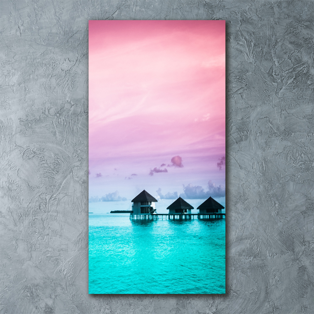 Acrylic glass print Bungalowy on the water